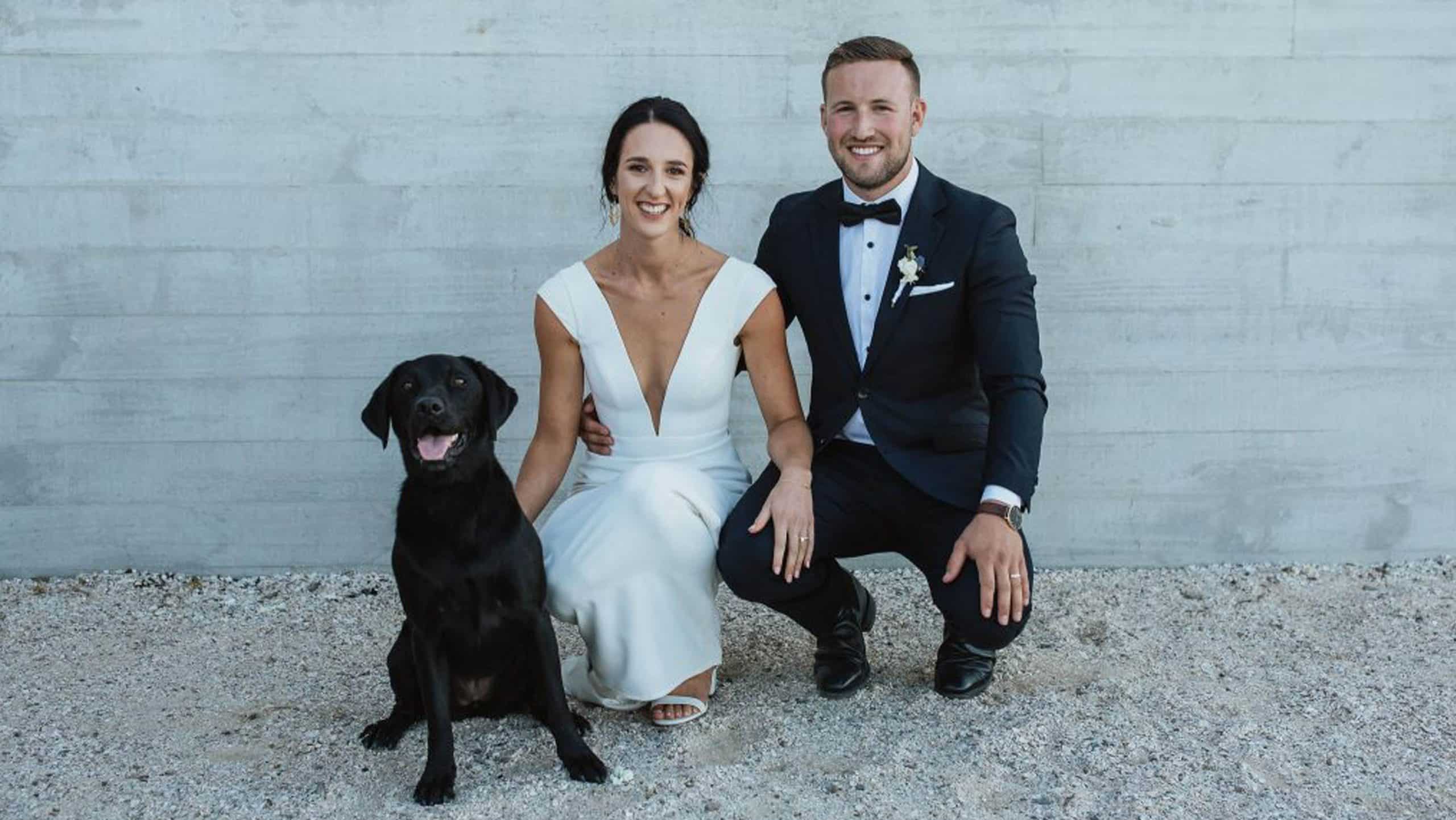 Bridal party photos with dog